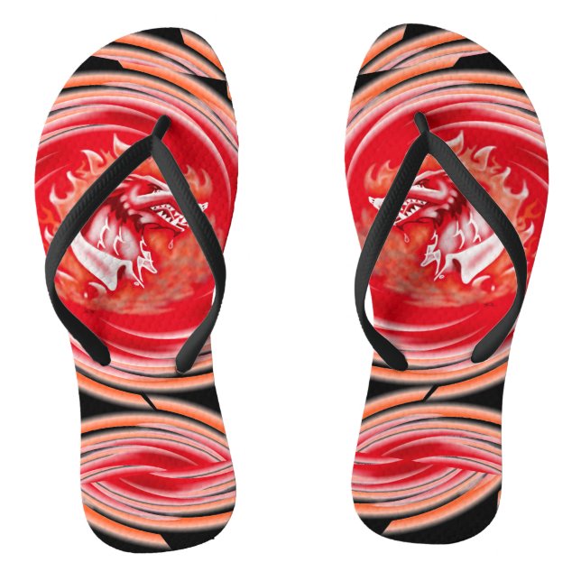 Wild Wolf Whirling black flip flops (Footbed)