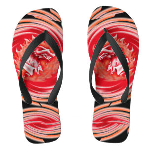 Wild Wolf Whirling black wide flip flops