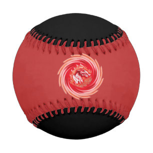Wild Wolf Whirling red and black baseball