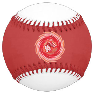 Wild Wolf Whirling red and white softball