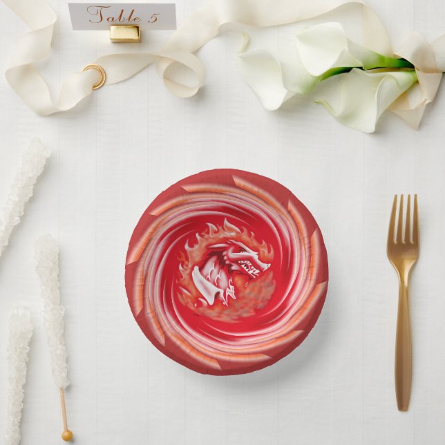 Wild Wolf Whirling red paper bowls Plate (Wedding)
