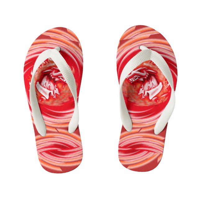 Wild Wolf Whirling toddler red flip flops (Footbed)
