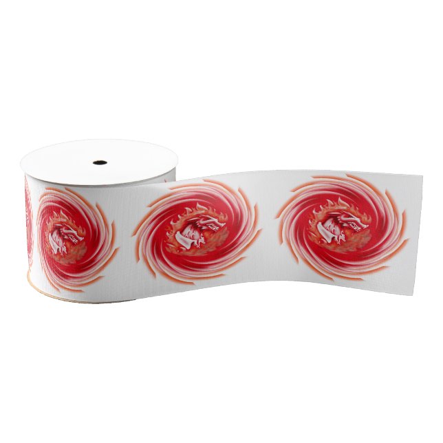 Wild Wolf Whirling white ribbon spool Grosgrain Ribbon (Spool)