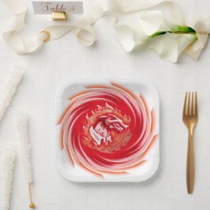 Wild Wolf Whirling white square paper plates