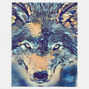 Wild Wolf Wildlife Portrait Graphic Art Fleece Blanket