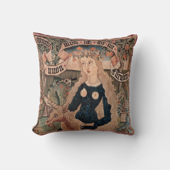 Wild Woman & Unicorn Pillow (Front)