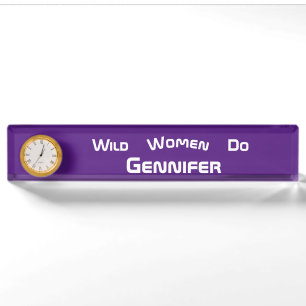 Wild Women Do Modern Trendy Clock Nameplate