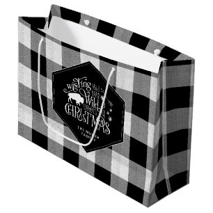 Wild Wonderful Christmas Black Buffalo Plaid ID604 Large Gift Bag