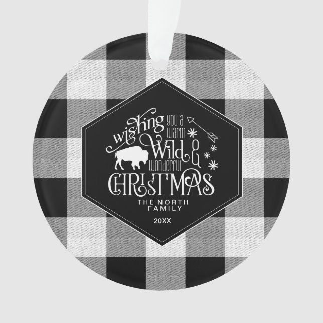 Wild Wonderful Christmas Black Buffalo Plaid ID604 Ornament (Front)