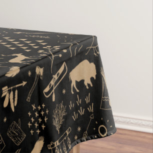 Wild Wonderful Christmas Pattern/Kraft Black ID604 Tablecloth