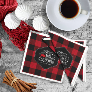 Wild Wonderful Christmas Red Buffalo Plaid ID604 Napkin