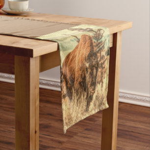 Wild Woodland Bison Short Table Runner