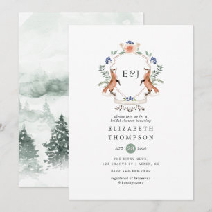 Wild Woodland Laurel Crest Monogram Bridal Shower Invitation