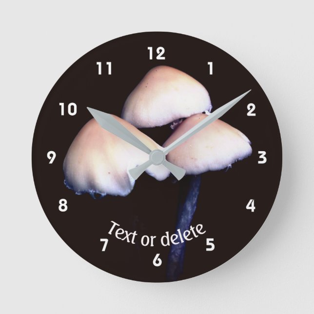 Wild Woodland Mushrooms Nature Personalised  Round Clock (Front)