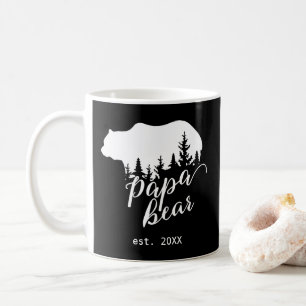 Wild Woodland Papa Bear Personalised Black & White Coffee Mug