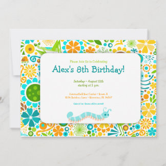 Wild World Cute Bugs Party Invitation
