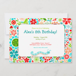 Wild World Cute Bugs Party Invitation