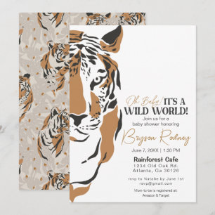 wild world jungle tiger boy baby shower invite