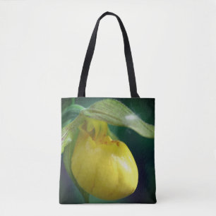 Wild Yellow Lady Slipper Orchid Flower Close Up  Tote Bag
