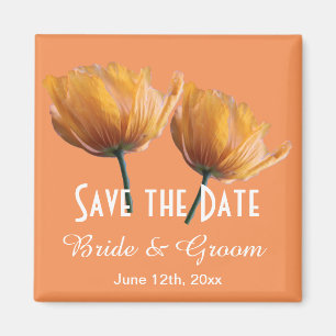 wild yellow poppy flower save the date magnet. magnet
