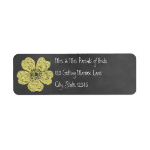 Wild Yellow Roses Chalkboard Avery Label