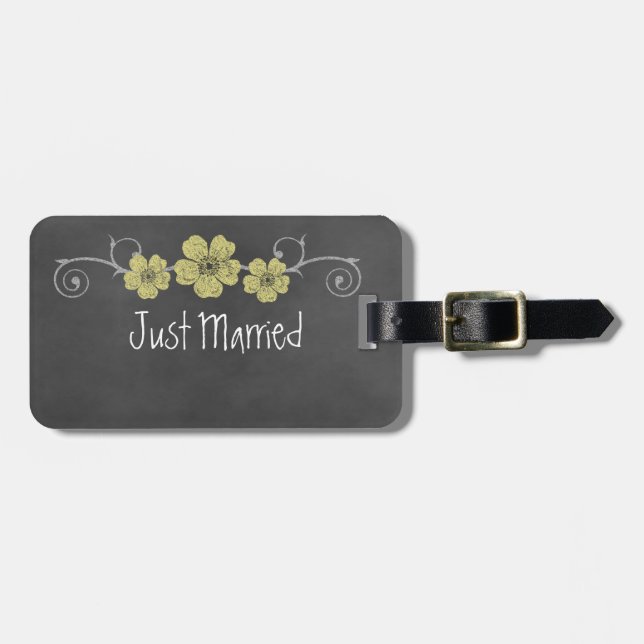 Wild Yellow Roses Chalkboard Luggage Tag (Front Horizontal)