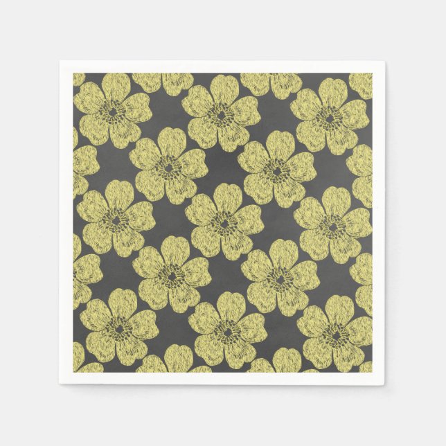 Wild Yellow Roses Chalkboard Napkin (Front)