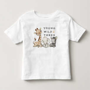 Wild Young and Three Birthday Jungle Baby T-Shirt