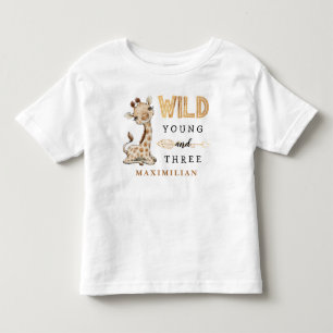 Wild Young and Three Birthday Jungle Baby T-Shirt