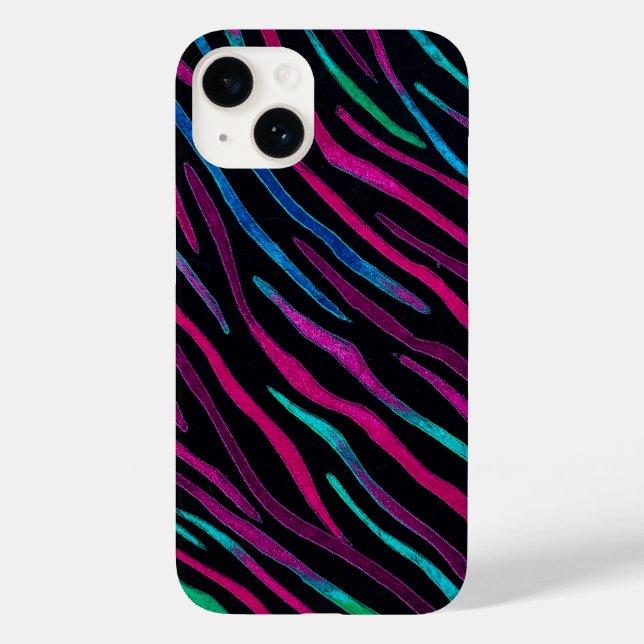 Wild Zebra Neon-Noir Case-Mate iPhone Case (Back)