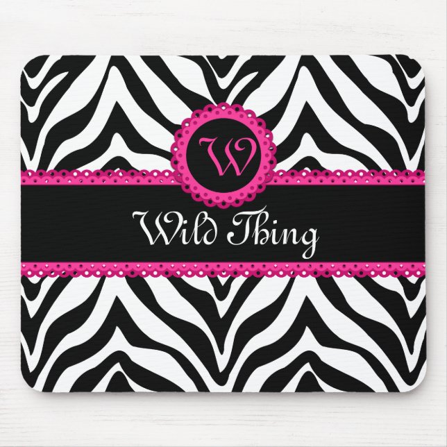 Wild Zebra Pattern and Lace Personalised Mouse Mat (Front)