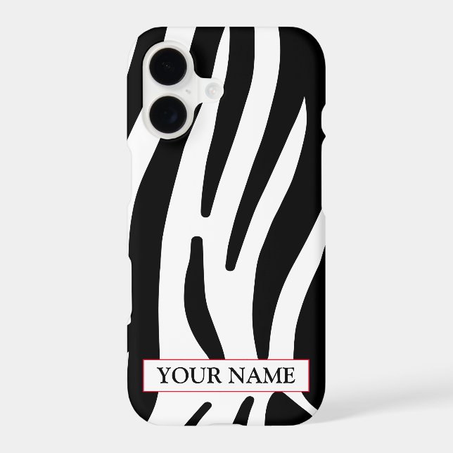 Wild Zebra Print with Name Case-Mate iPhone Case (Back)