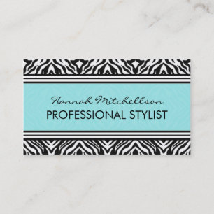 Wild Zebra Professional Business Cards Teal