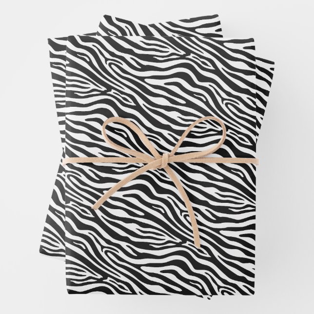 Wild Zebra Stripes Seamless Pattern Wrapping Paper Sheet (In situ)
