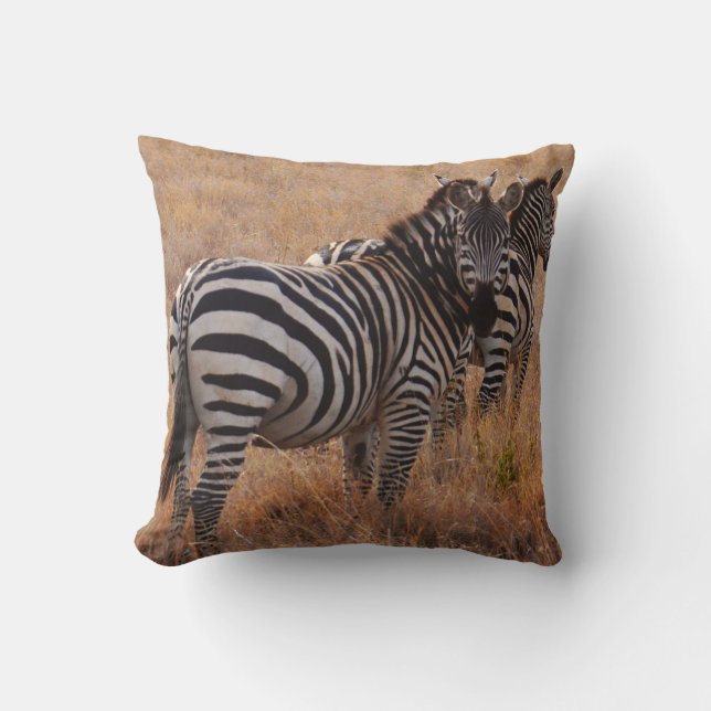 Wild Zebra Throw Pillow (Front)