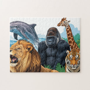 Wild Zoo Animals – Lion, Tiger, Dolphin & More Jigsaw Puzzle