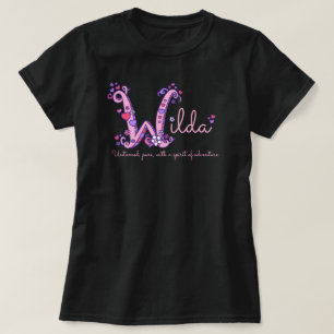Wilda girls name meaning W monogram hearts T-Shirt