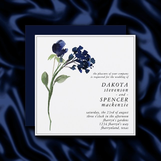 Wildbloom | Classic Blue Bohemian Floral Wedding Invitation (Creator Uploaded)