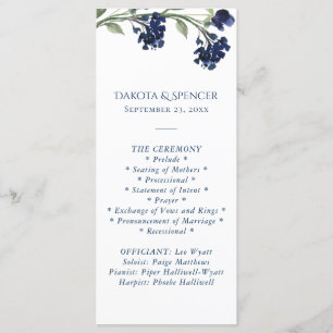 Wildbloom Classic Blue Bohemian Garden Ceremony Programme