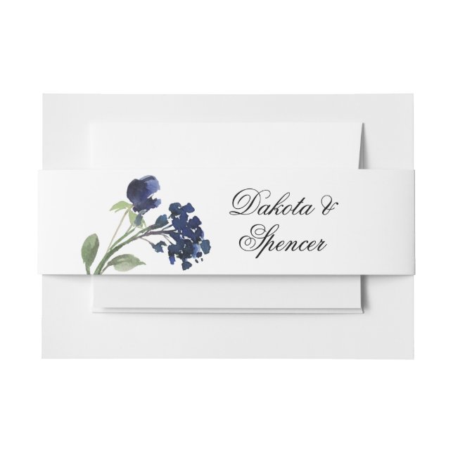 Wildbloom | Classic Blue Bohemian Garden Flower Invitation Belly Band (Front Example)