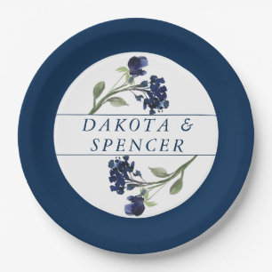 Wildbloom   Classic Blue Bohemian Garden Wedding Paper Plate