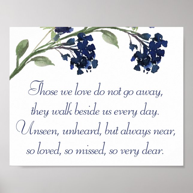 Wildbloom | Classic Blue Bohemian Memorial Poem Poster (Front)