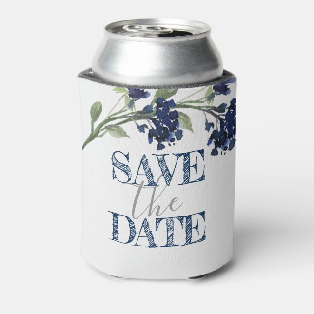 Wildbloom | Classic Blue Bohemian Save the Date Can Cooler (Can Back)