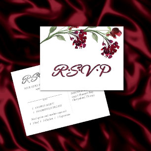 Wildbloom Crimson Red Bohemian Entree RSVP Invitation Postcard
