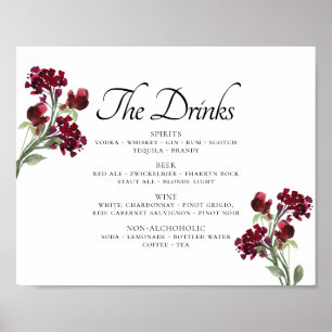 Wildbloom   Crimson Red Bohemian Flower Drink Menu Poster
