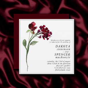 Wildbloom Crimson Red Bohemian Flower Wedding Invitation