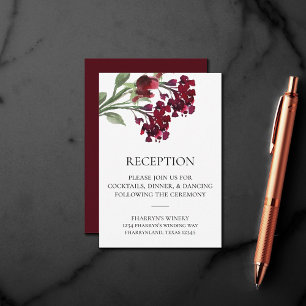Wildbloom Crimson Red Bohemian Flowers Reception Enclosure Card