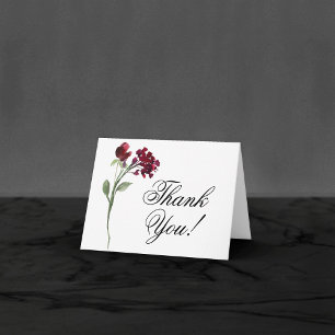 Wildbloom   Crimson Red Bohemian Flowers Wedding Thank You Card