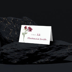 Wildbloom Crimson Red Bohemian Garden Flowers Place Card