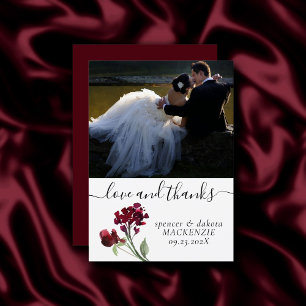 Wildbloom Crimson Red Bohemian Photo Love and Thank You Card